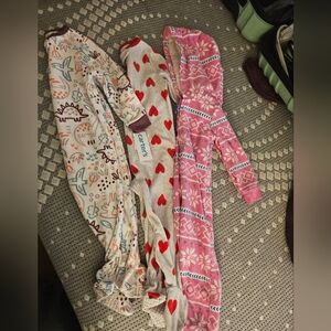 Carter's Cream Dino, Gray Heart, and Pink Pattern Baby Footed Onesies (3-Pack)